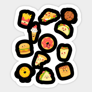 food lover pizza donuts and potato Sticker